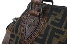 画像をギャラリービューアに読み込む, FENDI フェンディ ズッカ柄 エトニコ マンマバケット ハンドバッグ ブラウン ロゴ キャンバス レザー 美品 中古 4c071859