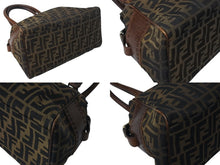 画像をギャラリービューアに読み込む, FENDI フェンディ ズッカ柄 エトニコ マンマバケット ハンドバッグ ブラウン ロゴ キャンバス レザー 美品 中古 4c071859