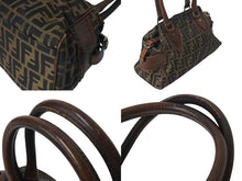 画像をギャラリービューアに読み込む, FENDI フェンディ ズッカ柄 エトニコ マンマバケット ハンドバッグ ブラウン ロゴ キャンバス レザー 美品 中古 4c071859