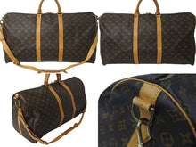 画像をギャラリービューアに読み込む, LOUIS VUITTON ルイヴィトン キーポルバンドリエール55 ボストンバッグ M41414 モノグラム PVC レザー ブラウン 美品 中古 4c071864