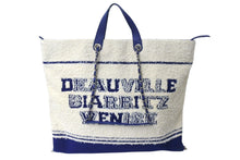 Load image into Gallery viewer, 極美品 CHANEL シャネル トートバッグ ラージショッピングバッグ 26番台 AS0452 コットン ラム ホワイト ブルー 中古 4c071872