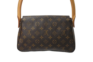 極美品 LOUIS VUITTON ルイヴィトン モノグラム ミニルーピング ショルダーバッグ M51147 PVC レザー ブラウン 中古 4c071873