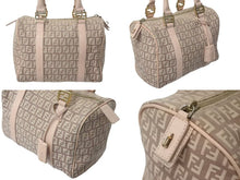 画像をギャラリービューアに読み込む, FENDI フェンディ ミニボストンバッグ ボストンバッグ バッグ キャンバス レザー ベージュ ピンク 2104102047852 美品 中古 4c071880