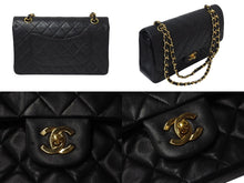 Load image into Gallery viewer, CHANEL シャネル マトラッセ25 チェーンショルダーバッグ 4番台 Wチェーン Wフラップ ココマーク ラムスキン ブラック 美品 中古 4c071896