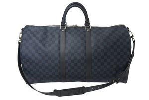 極美品 LOUIS VUITTON ルイヴィトン キーポル バンドリエール55 ボストンバッグ N41356 ダミエグラフィット コバルト ブラック 中古 4c071901