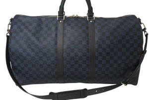 極美品 LOUIS VUITTON ルイヴィトン キーポル バンドリエール55 ボストンバッグ N41356 ダミエグラフィット コバルト ブラック 中古 4c071901