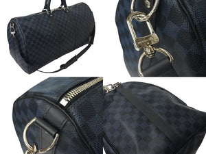 極美品 LOUIS VUITTON ルイヴィトン キーポル バンドリエール55 ボストンバッグ N41356 ダミエグラフィット コバルト ブラック 中古 4c071901