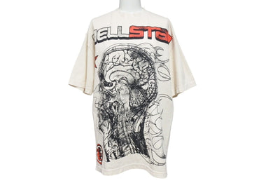 新品未使用品 Hellstar studious ヘルスター sleeve tee tシャツ コットン ベージュ プリント 2C779BA7 サイズS 4c071920