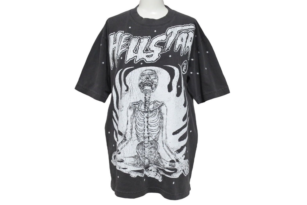 New and unused Hellstar studious Hellstar sleeve tee t-shirt cotton gray white print size S 4c071921