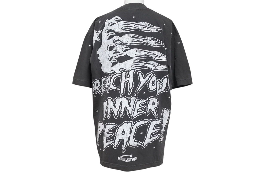 New and unused Hellstar studious Hellstar sleeve tee t-shirt cotton gray white print size S 4c071921