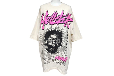 新品未使用品 Hellstar studious ヘルスター sleeve tee tシャツ コットン ベージュ プリント BAEB6FB6 サイズL 4c071922