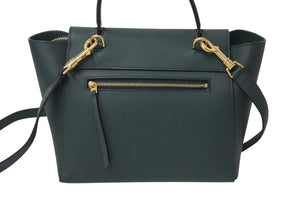 極美品 CELINE セリーヌ ベルトバッグ マイクロ 2WAYバッグ 189003ZVA.31AN グレインドカーフスキン グリーン 中古 4c071930