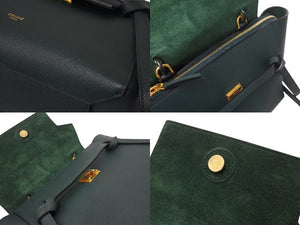 極美品 CELINE セリーヌ ベルトバッグ マイクロ 2WAYバッグ 189003ZVA.31AN グレインドカーフスキン グリーン 中古 4c071930