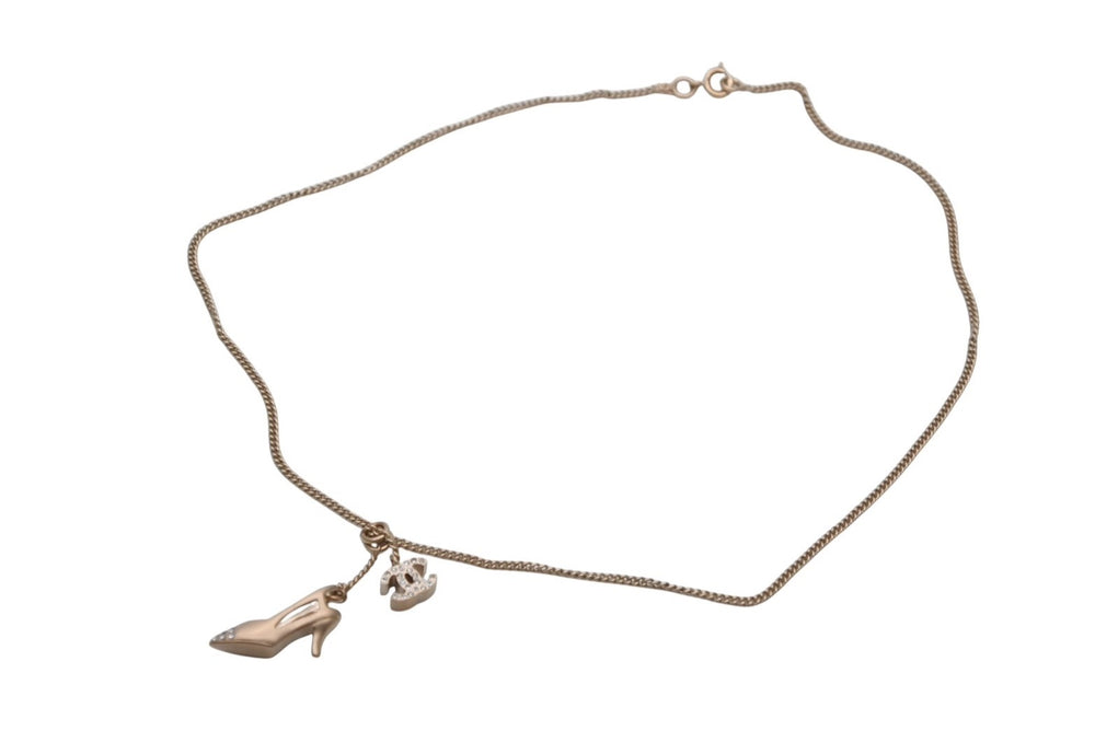 Like new CHANEL Coco Mark Rhinestone Pumps Necklace Weight approx. 7g 05A Metal Gold Logo Accessory Used 4c071947