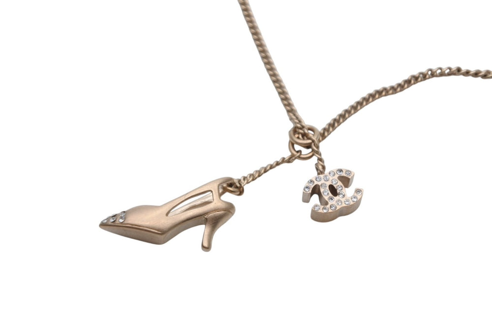 Like new CHANEL Coco Mark Rhinestone Pumps Necklace Weight approx. 7g 05A Metal Gold Logo Accessory Used 4c071947