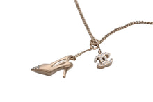 Load image into Gallery viewer, 新品同様 CHANEL シャネル ココマーク ラインストーン パンプス ネックレス 重量約7g 05A メタル ゴールド ロゴ アクセサリー 中古 4c071947