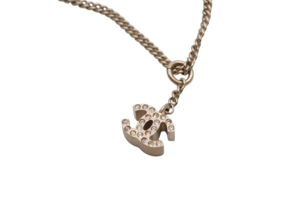 新品同様 CHANEL シャネル ココマーク ラインストーン パンプス ネックレス 重量約7g 05A メタル ゴールド ロゴ アクセサリー 中古 4c071947