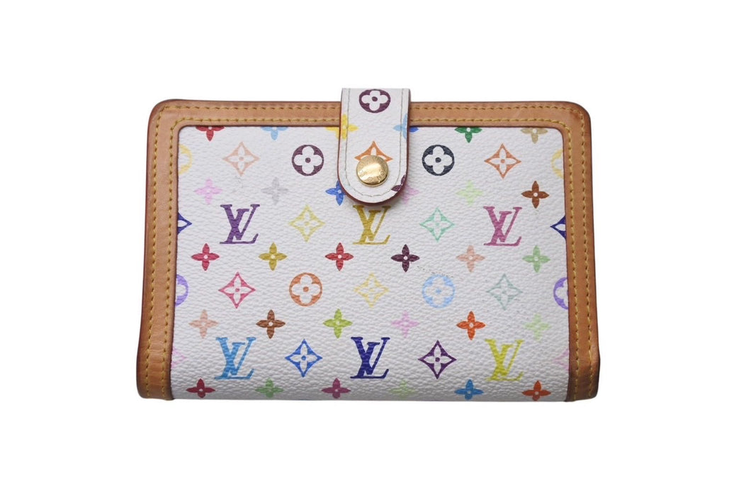 LOUIS VUITTON ルイヴィトン モノグラム マルチカラー ポルト モネ ビエ ヴィエノワ 二つ折り財布 M92987 村上隆 ホワイト マルチカラー PVC ヌメ革 ゴールド金具 良品 中古 4c071969