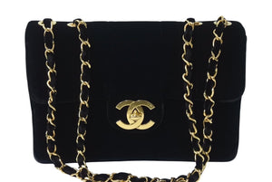 CHANEL シャネル マドモアゼル チェーン ショルダーバッグ ベルベット 2番台 ロゴ ブラック ココマーク 黒 美品 中古 4c071991