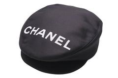 New and unused CHANEL Logo Hunting Black Hat Coco Mark Cotton Silk Size M Good Condition Used 4c072007