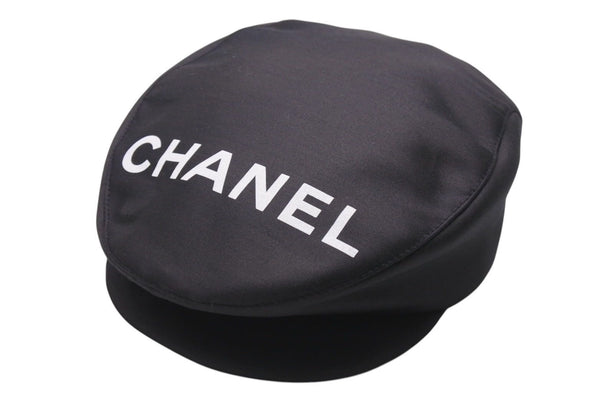 New and unused CHANEL Logo Hunting Black Hat Coco Mark Cotton Silk Size M Good Condition Used 4c072007