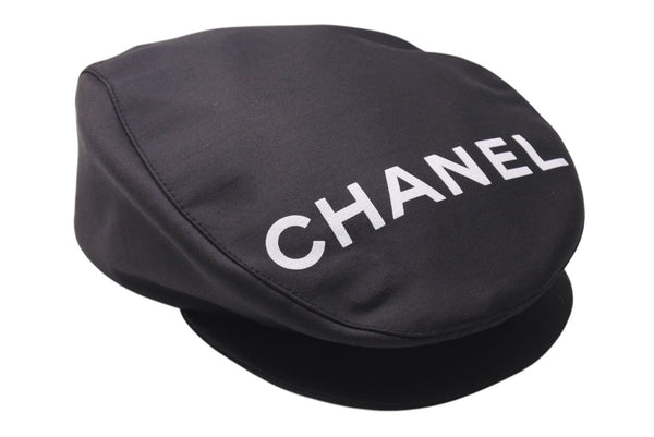 New and unused CHANEL Logo Hunting Black Hat Coco Mark Cotton Silk Size M Good Condition Used 4c072007