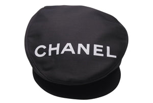 New and unused CHANEL Logo Hunting Black Hat Coco Mark Cotton Silk Size M Good Condition Used 4c072007