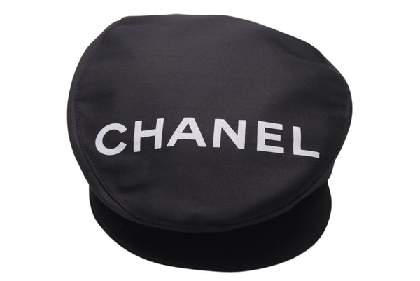 New and unused CHANEL Logo Hunting Black Hat Coco Mark Cotton Silk Size M Good Condition Used 4c072007