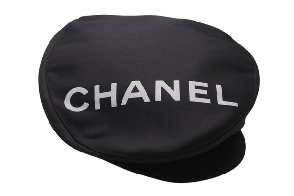 New and unused CHANEL Logo Hunting Black Hat Coco Mark Cotton Silk Size M Good Condition Used 4c072007