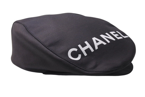 New and unused CHANEL Logo Hunting Black Hat Coco Mark Cotton Silk Size M Good Condition Used 4c072007