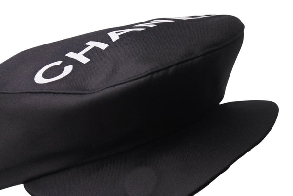 New and unused CHANEL Logo Hunting Black Hat Coco Mark Cotton Silk Size M Good Condition Used 4c072007