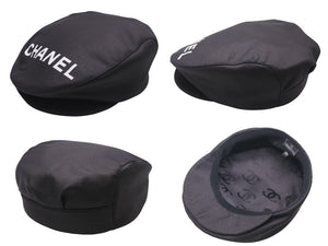 New and unused CHANEL Logo Hunting Black Hat Coco Mark Cotton Silk Size M Good Condition Used 4c072007