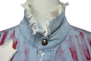FAITH CONNEXION Chambray Long-Sleeve Shirt W5802D00025 Cotton Blue Red Size S Excellent Condition Used 4c072416
