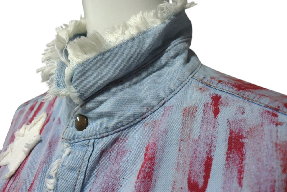 FAITH CONNEXION Chambray Long-Sleeve Shirt W5802D00025 Cotton Blue Red Size S Excellent Condition Used 4c072416