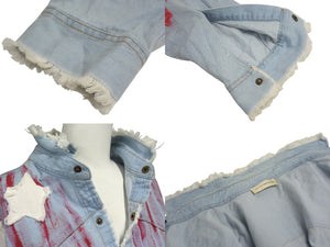 FAITH CONNEXION Chambray Long-Sleeve Shirt W5802D00025 Cotton Blue Red Size S Excellent Condition Used 4c072416