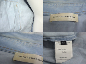 FAITH CONNEXION Chambray Long-Sleeve Shirt W5802D00025 Cotton Blue Red Size S Excellent Condition Used 4c072416