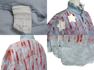 FAITH CONNEXION Chambray Long-Sleeve Shirt W5802D00025 Cotton Blue Red Size S Excellent Condition Used 4c072416