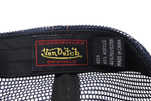 VON DUTCH ボンダッチ タータンチェック メッシュキャップ トラッカーハット グリーン ネイビー 美品 中古 4c072430