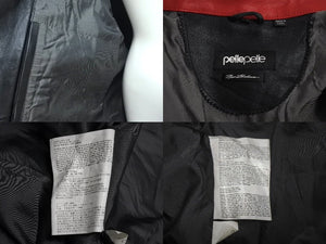 pellepelle ペレペレ レザージャケット サイズ58 ラインストーン スタッズ レザー ブラック レッド 良品 中古 4c072431