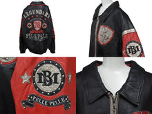 Load image into Gallery viewer, pellepelle ペレペレ レザージャケット サイズ58 ラインストーン スタッズ レザー ブラック レッド 良品 中古 4c072431