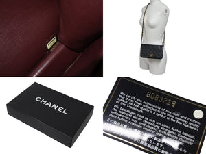 CHANEL シャネル チェーンショルダーバッグ プッシュロック フルフラップ 6番台 ココマーク ラムスキン ブラック ゴールド 美品 中古 4c072435