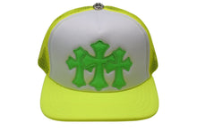 画像をギャラリービューアに読み込む, 新品未使用 CHROME HEARTS クロムハーツ トラッカーキャップ CHクロスパッチ ONE SIZE メッシュ イエロー シルバー925 中古 4c072443