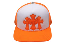 画像をギャラリービューアに読み込む, 新品未使用 CHROME HEARTS クロムハーツ トラッカーキャップ CHクロスパッチ ONE SIZE メッシュ オレンジ シルバー925 中古 4c072444