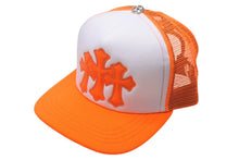 画像をギャラリービューアに読み込む, 新品未使用 CHROME HEARTS クロムハーツ トラッカーキャップ CHクロスパッチ ONE SIZE メッシュ オレンジ シルバー925 中古 4c072444