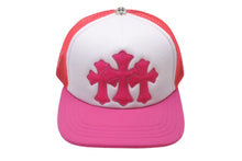 画像をギャラリービューアに読み込む, 新品未使用 CHROME HEARTS クロムハーツ トラッカーキャップ CHクロスパッチ ONE SIZE メッシュ ピンク シルバー925 中古 4c072445