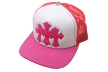 画像をギャラリービューアに読み込む, 新品未使用 CHROME HEARTS クロムハーツ トラッカーキャップ CHクロスパッチ ONE SIZE メッシュ ピンク シルバー925 中古 4c072445