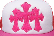 画像をギャラリービューアに読み込む, 新品未使用 CHROME HEARTS クロムハーツ トラッカーキャップ CHクロスパッチ ONE SIZE メッシュ ピンク シルバー925 中古 4c072445