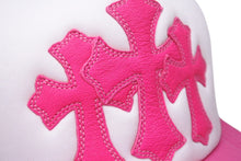 画像をギャラリービューアに読み込む, 新品未使用 CHROME HEARTS クロムハーツ トラッカーキャップ CHクロスパッチ ONE SIZE メッシュ ピンク シルバー925 中古 4c072445