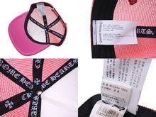 画像をギャラリービューアに読み込む, 新品未使用 CHROME HEARTS クロムハーツ トラッカーキャップ CHクロスパッチ ONE SIZE メッシュ ピンク シルバー925 中古 4c072445