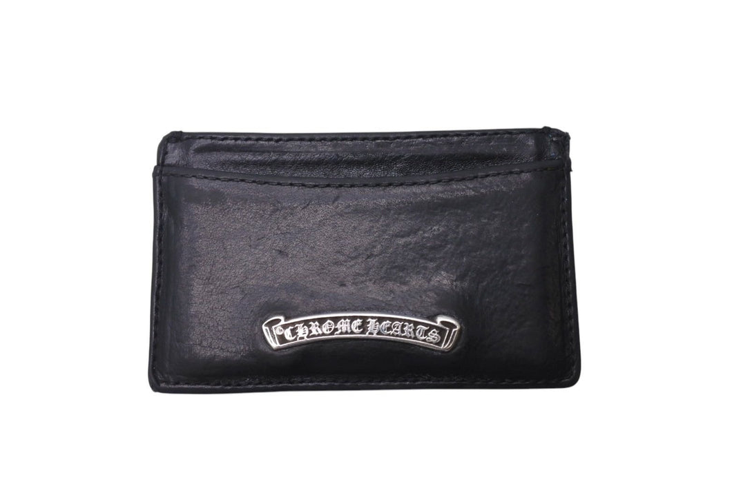 CHROME HEARTS クロムハーツ JOTTER ジョッター カードケース スクロールラベルロゴ レザー シルバ−925 良品 中古 4c072446